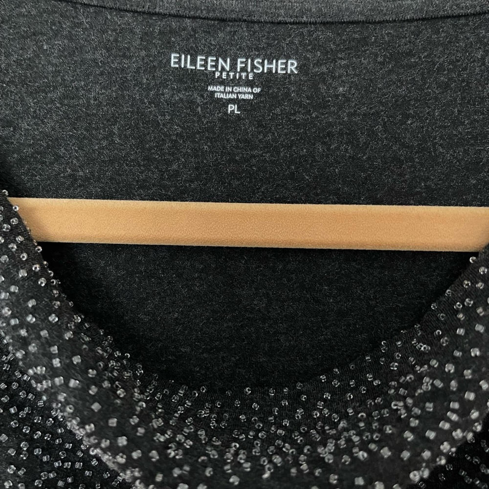 Eileen Fisher PL beaded knit top - Picture 2 of 5